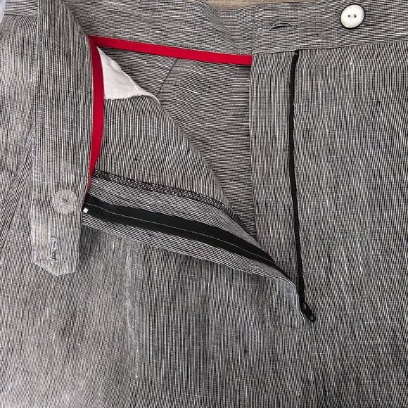 Austin Reed New 100% Linen High Waist Black And White Flat Front Chino Pants - Picture 6 of 10